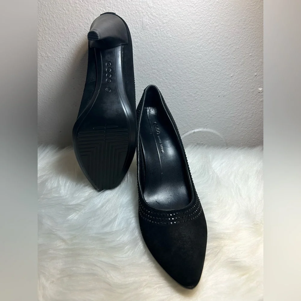ECCO Danish Design Womens Black Suede Heels Size EU40/9.5US